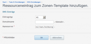 DNS-Zonen Template_ressourceneintrag hinzufügen