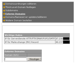 Externe Domains über KIS bestellen