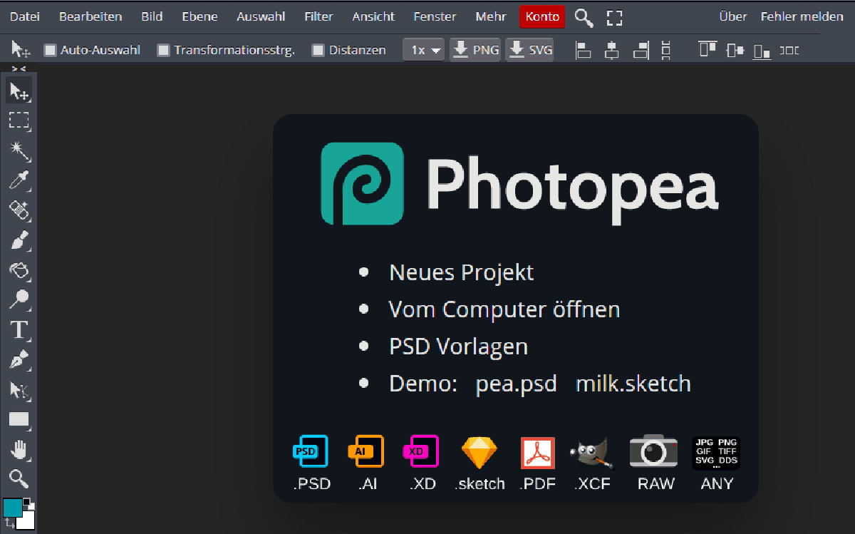 Abbildung: Photopea ist ein kostenloser, webbasierter Photoshop-Klon.
