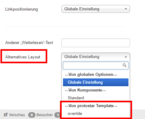 Abbildung 14 - Alternatives Layout anwenden