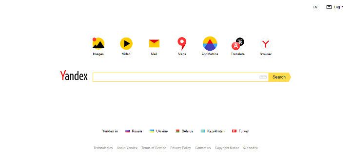 Abbildung - Yandex - die Suchmaschine aus Russland - Startseite