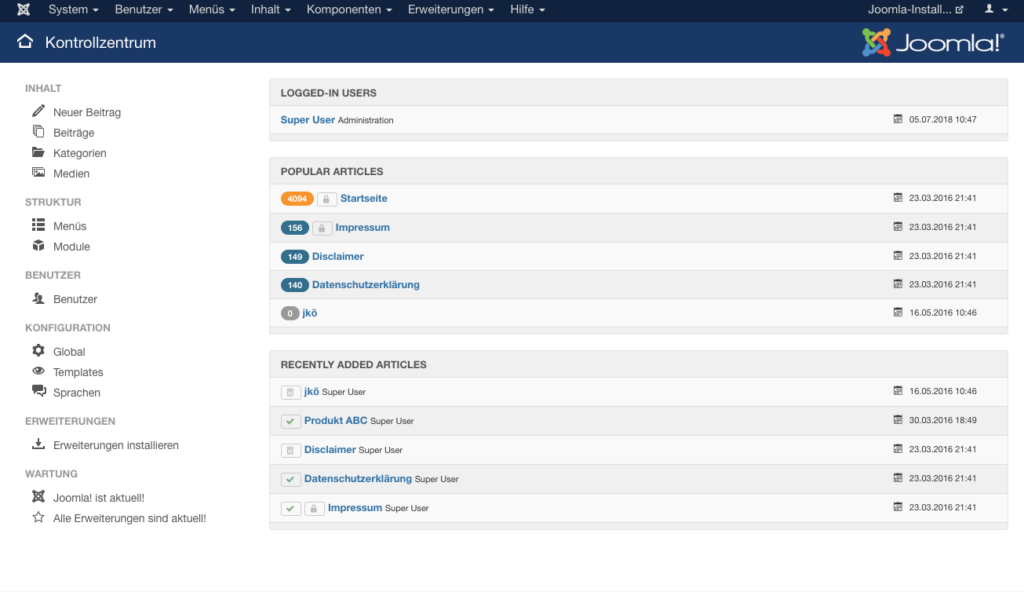 Abbildung - joomla-backend