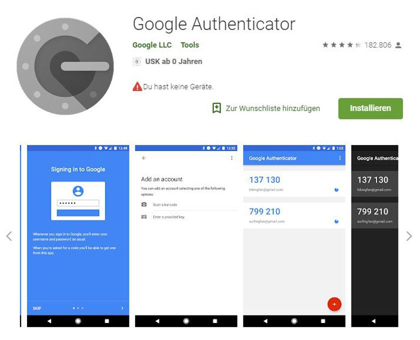 Abbildung - Der Google Authenticator ist einfach installiert, schnell eingerichtet und sicher