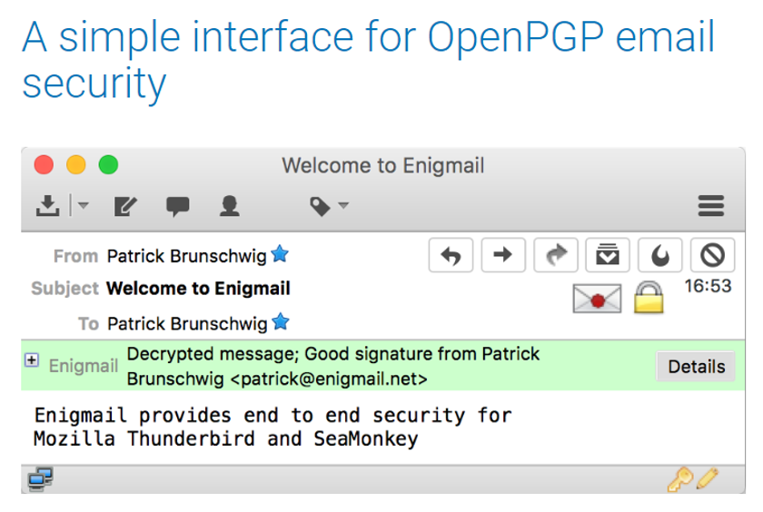 Abbildung 4: Enigmail dient der Ende-zu-Ende Verschlüsselung von E-Mails per OpenPNG mit Thunderbird