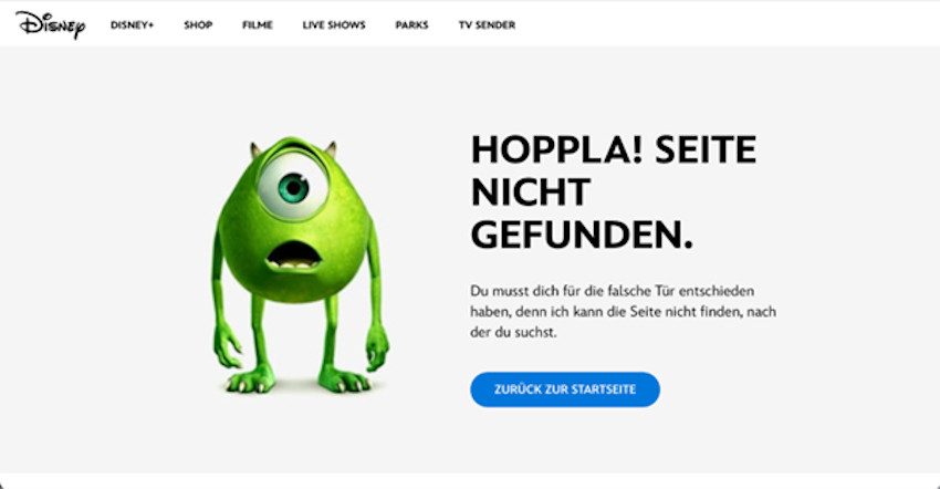 Abbildung_-_Die kreativsten 404-Fehlerseiten – Beispiel Disney