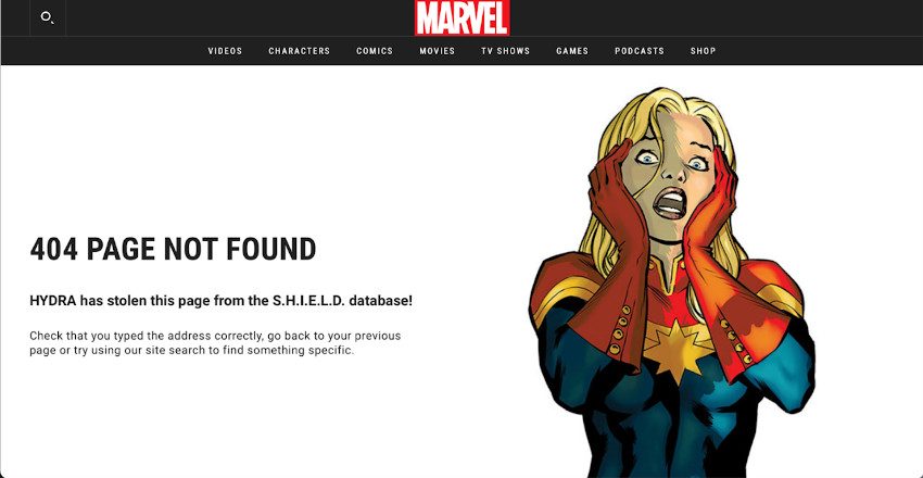 Abbildung_-_Die kreativsten 404-Fehlerseiten – Beispiel Marvel