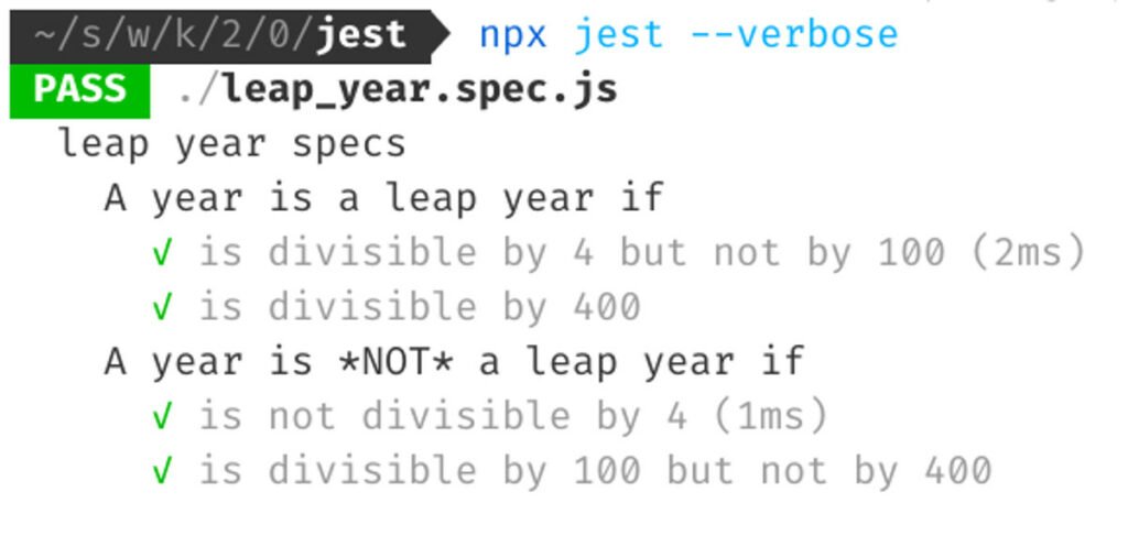 Abbildung JavaScript Testing - Das Starten von Jest mittels npx jest