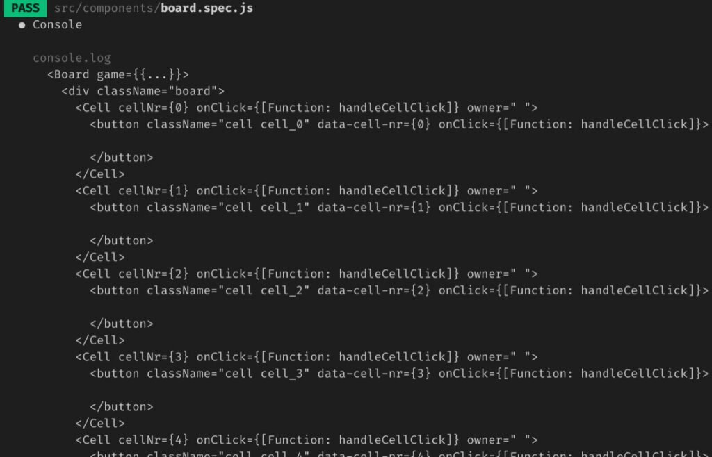 Abbildung JavaScript Testing - Deep Rendering der Board-Komponente