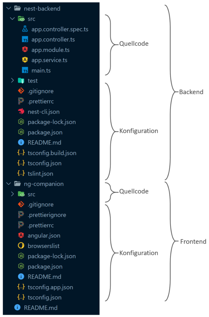 Abbildung - Front- und Backend im Monorepo - NestJS