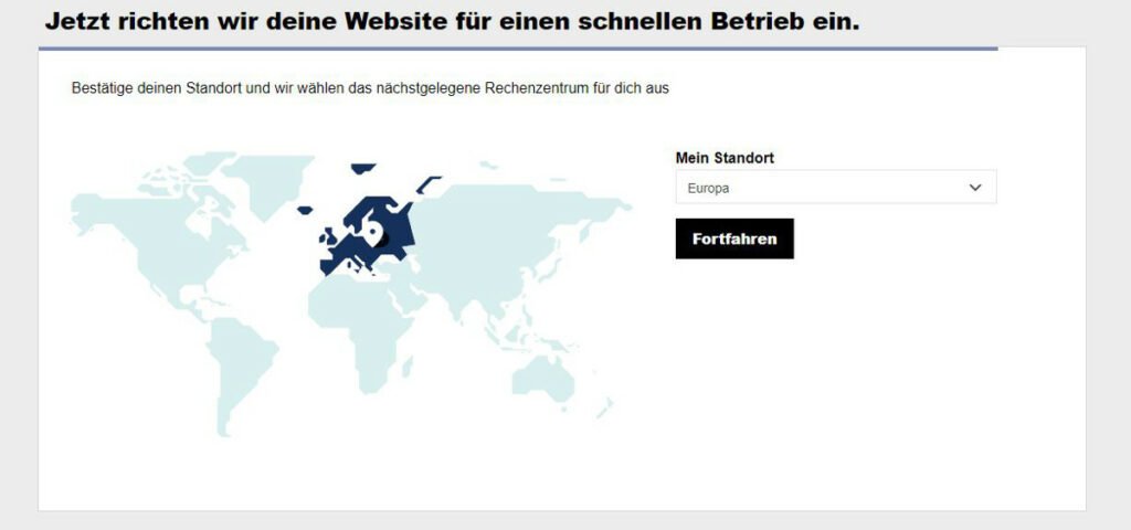 WordPress-Installation - Abbildung 3: Wählen Sie den Hosting-Standort für Ihre Webseite