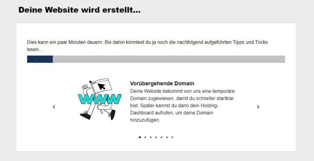 WordPress-Installation - Abbildung 4: Automatische Bereitstellung Ihrer Webseite