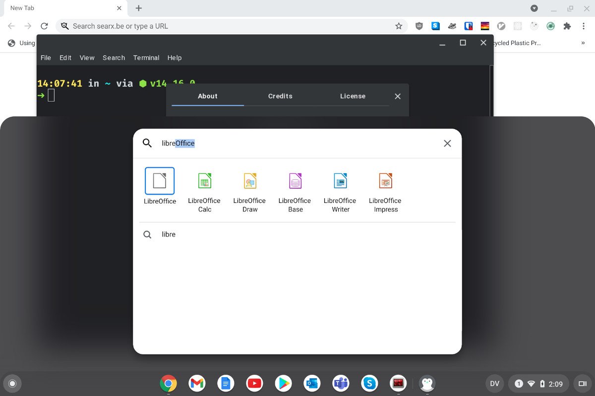 Container auf Chromebooks: Abbildung - Anwendungssoftware mit grafischer Oberfläche erscheint direkt im Chromebook-Startmenü