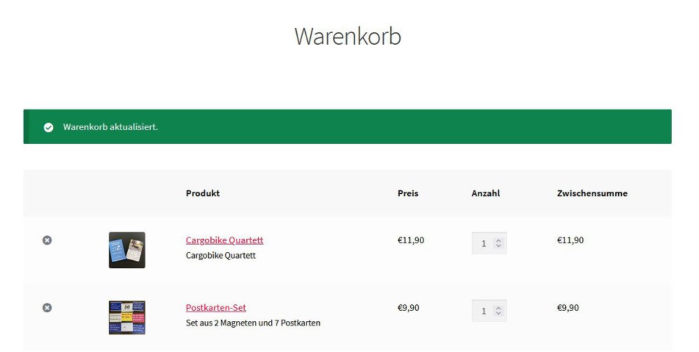 Abbildung - WooCommerce Querverkäufe- Gewachsener Warenkorb 