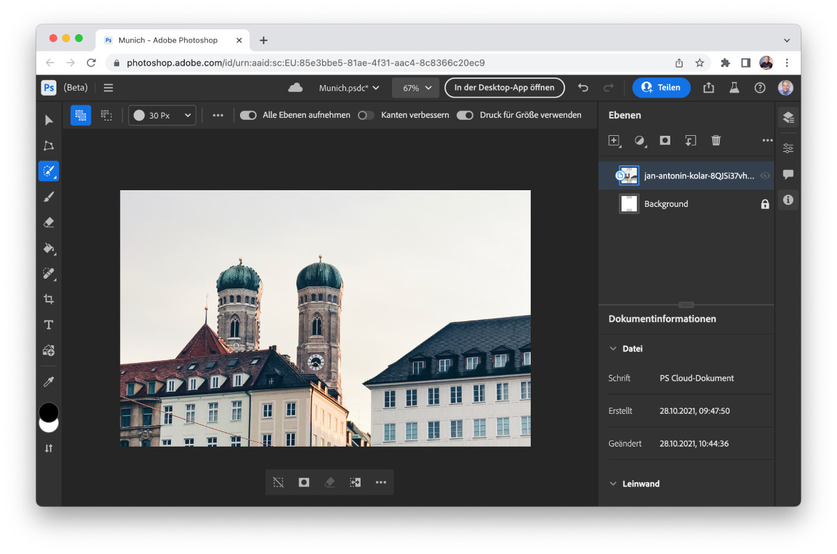 Abbildung - Progressive Web Apps 2022 - Die Betaversion von Photoshop im Web unterstützt bereits einen beeindruckenden Funktionsumfang