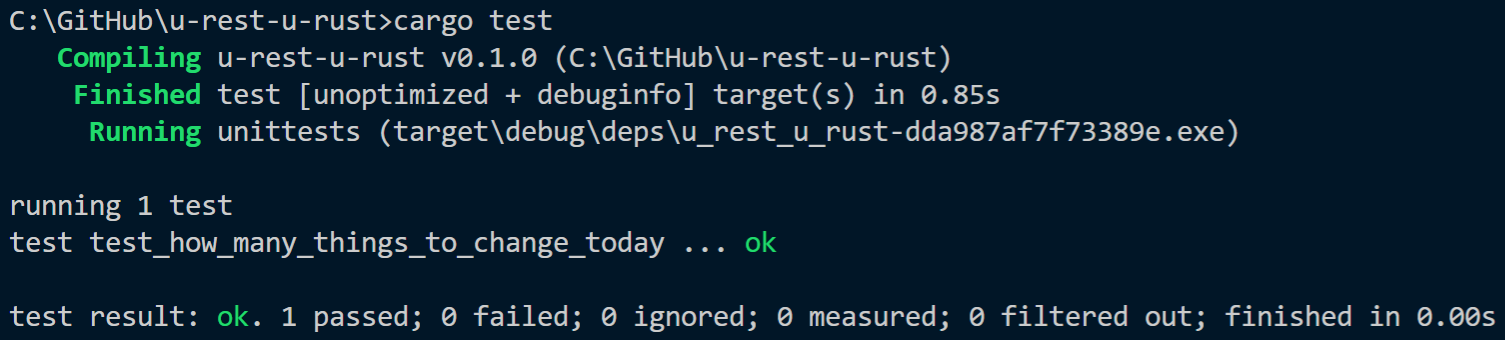 Abbildung: Programmiersprache Rust - Ausführen der Unit-Tests 