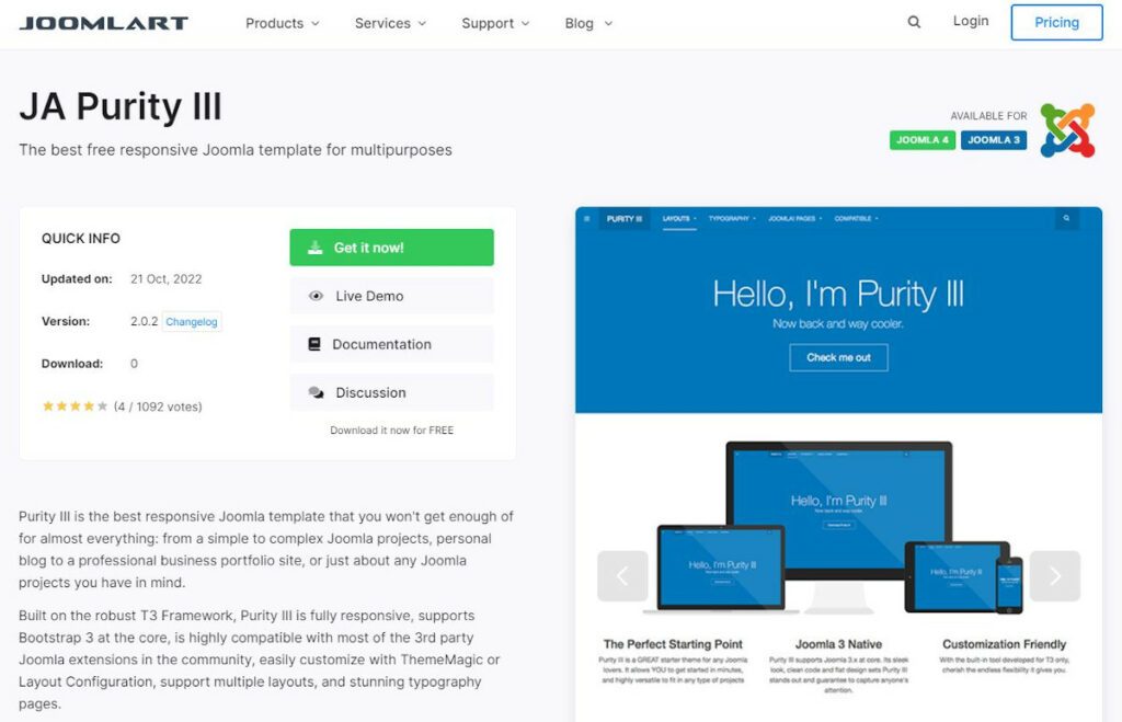 Abbildung 02 - Joomla Responsive Themes - Purity