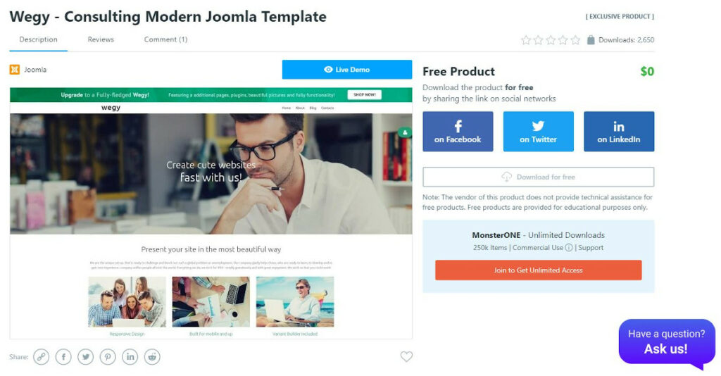 Abbildung Wegy - kostenlose Joomla Templates