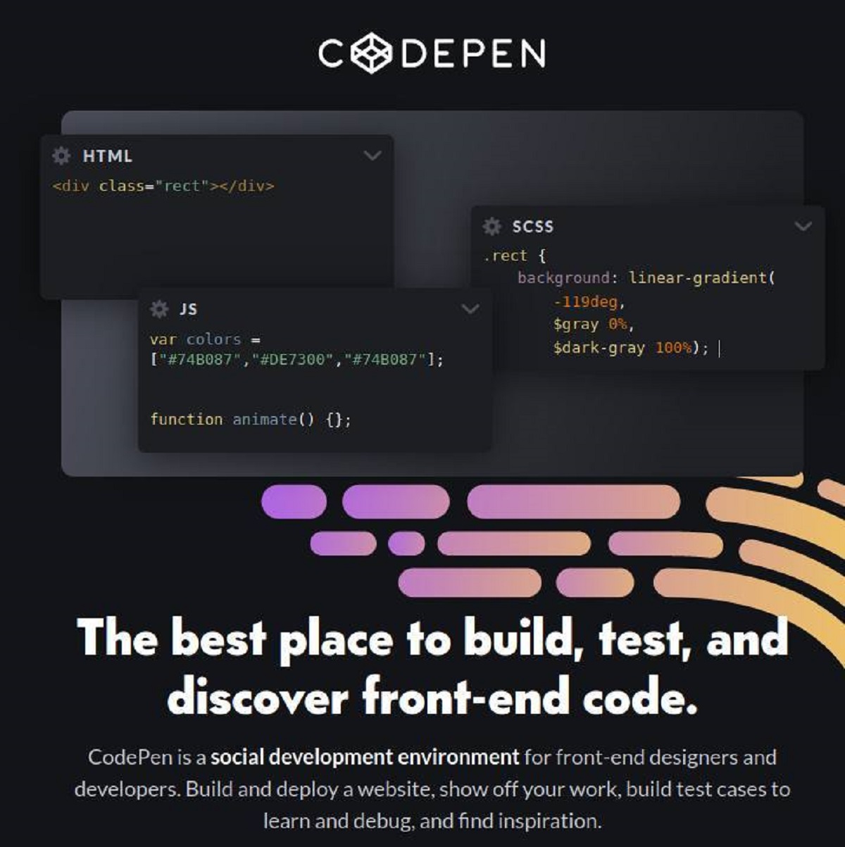 Abbildung: CodePen ist die Plattform im Netz, um online Front-End-Code zu schreiben und auszuprobieren. 