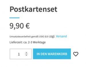Abbildung: Eingeblendeter Hinweis: „Umsatzsteuerbefreitgemäß UStG §19“ 