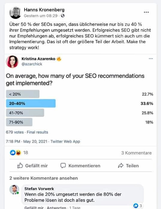 1000 SEO Empfehlungen Abbildung 1 - Screenshot: Facebook