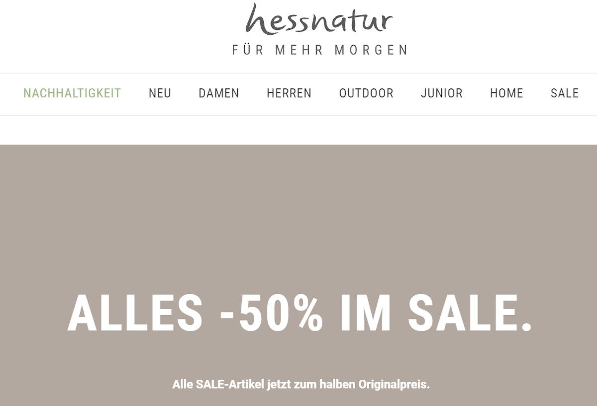 Abbildung E-Commerce-Wachstumsplateau - Beispielsweise mit einem großen Summer-Sale, wie die Modemarke Hessnatur.com