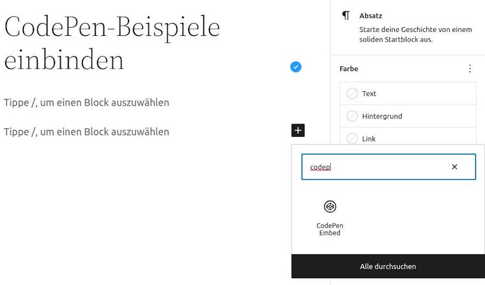 Abbildung - Beispiel 1 für das Block-Editor-Plugin