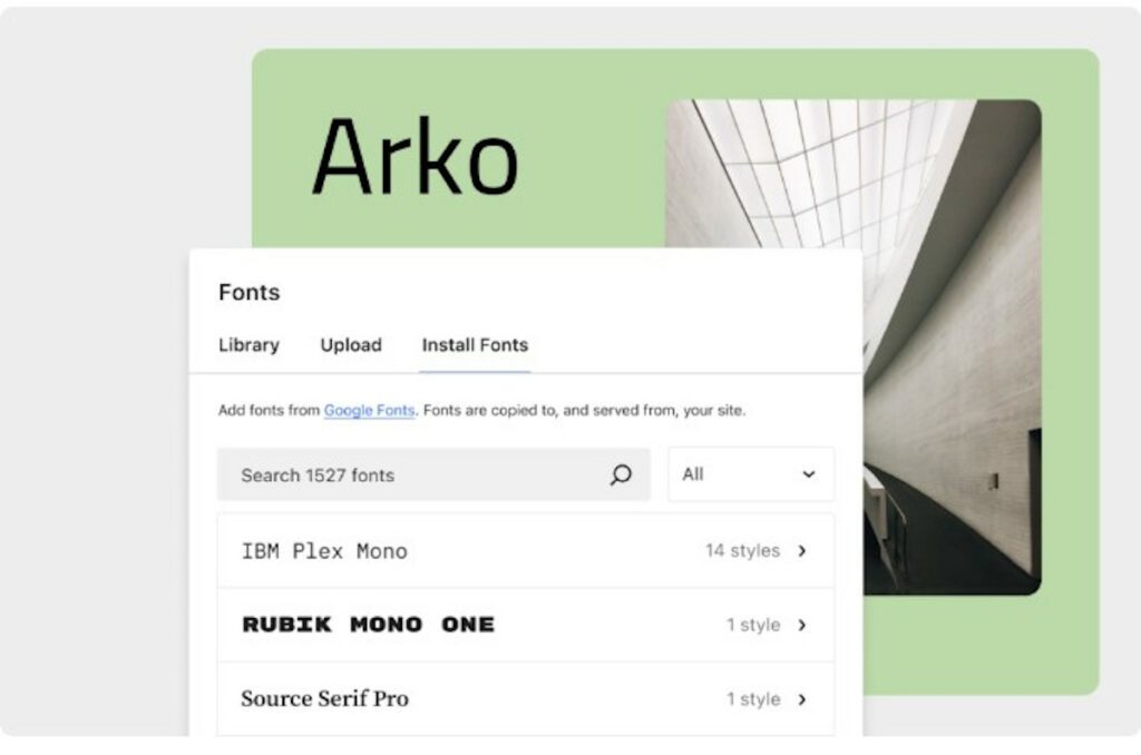 Abbildung - Die neue Font Library von WordPress 6.5