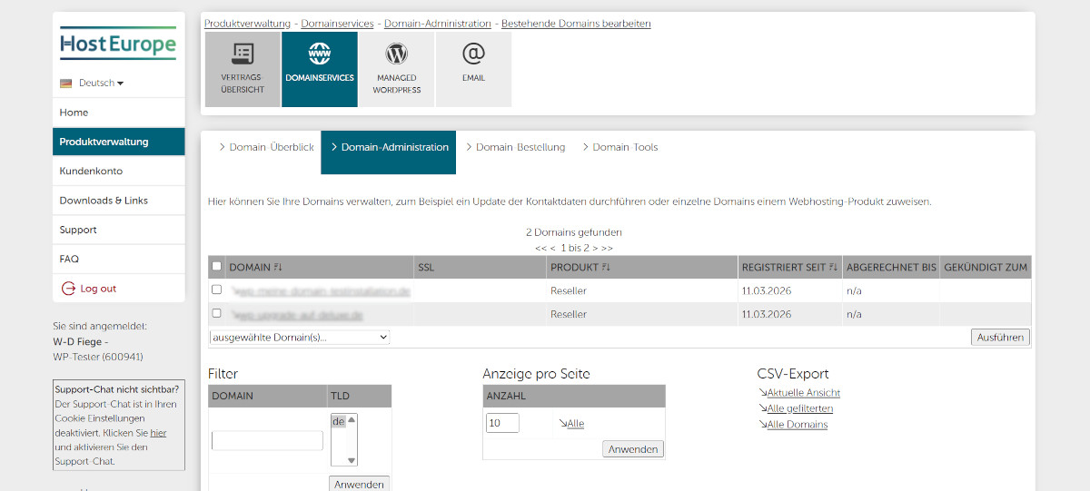 Abbildung: Screenshot: Domain-Administration im KIS