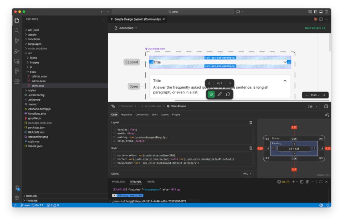 Abbildung: Integration des Dev Modes in VS Code