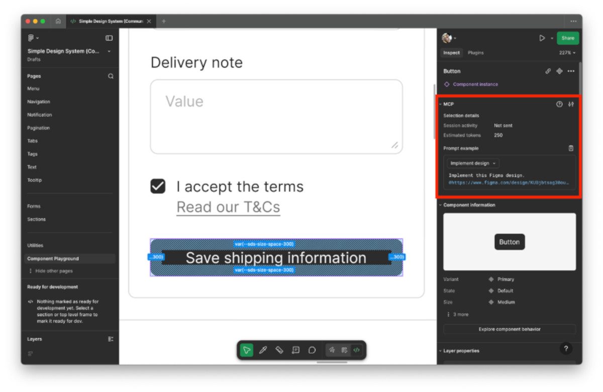 Abbildung: MCP-Einstellungen im Dev Mode von Figma