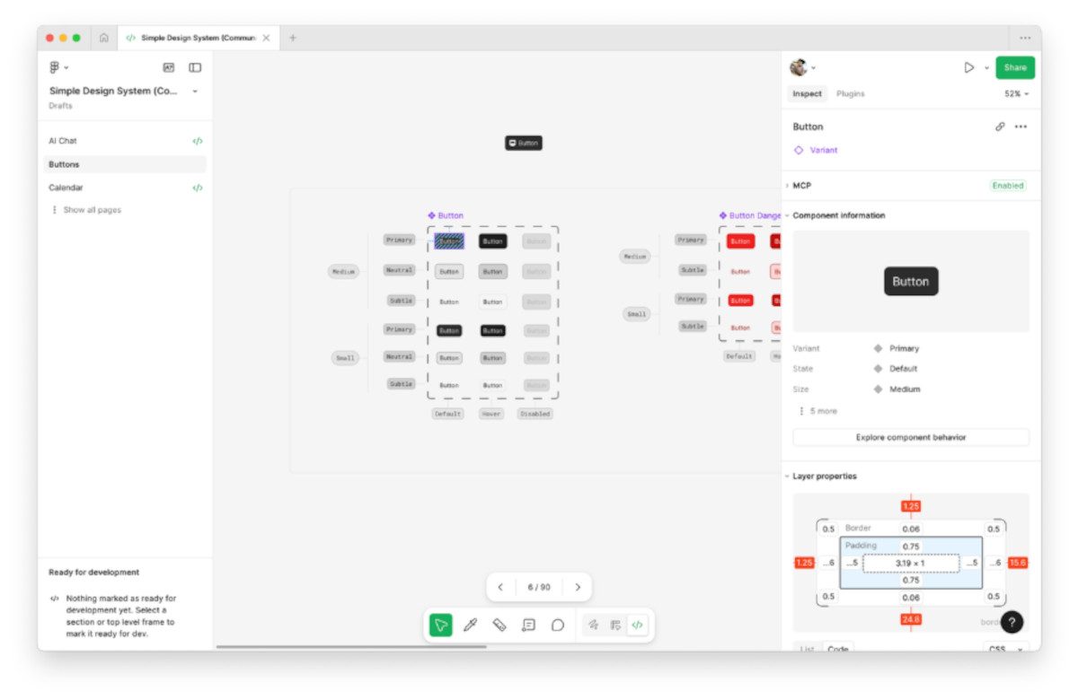 Abbildung: Eine Komponente im »Simple Design System« von Figma – einer kostenlosen Test-Bibliothek