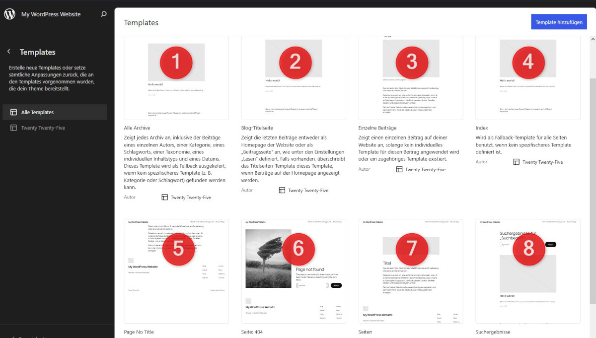 Abbildung: Twenty Twenty-Five mit acht Templates